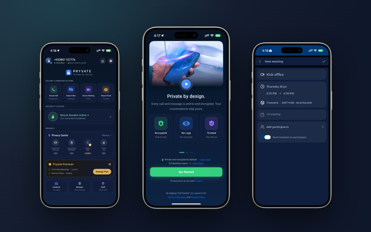 Pryvate Messenger app on iPhone