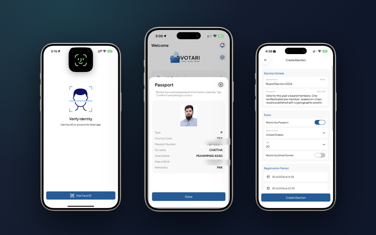 Votari app on iPhone